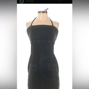 TILT Dark Denim Strapless Halter Dress